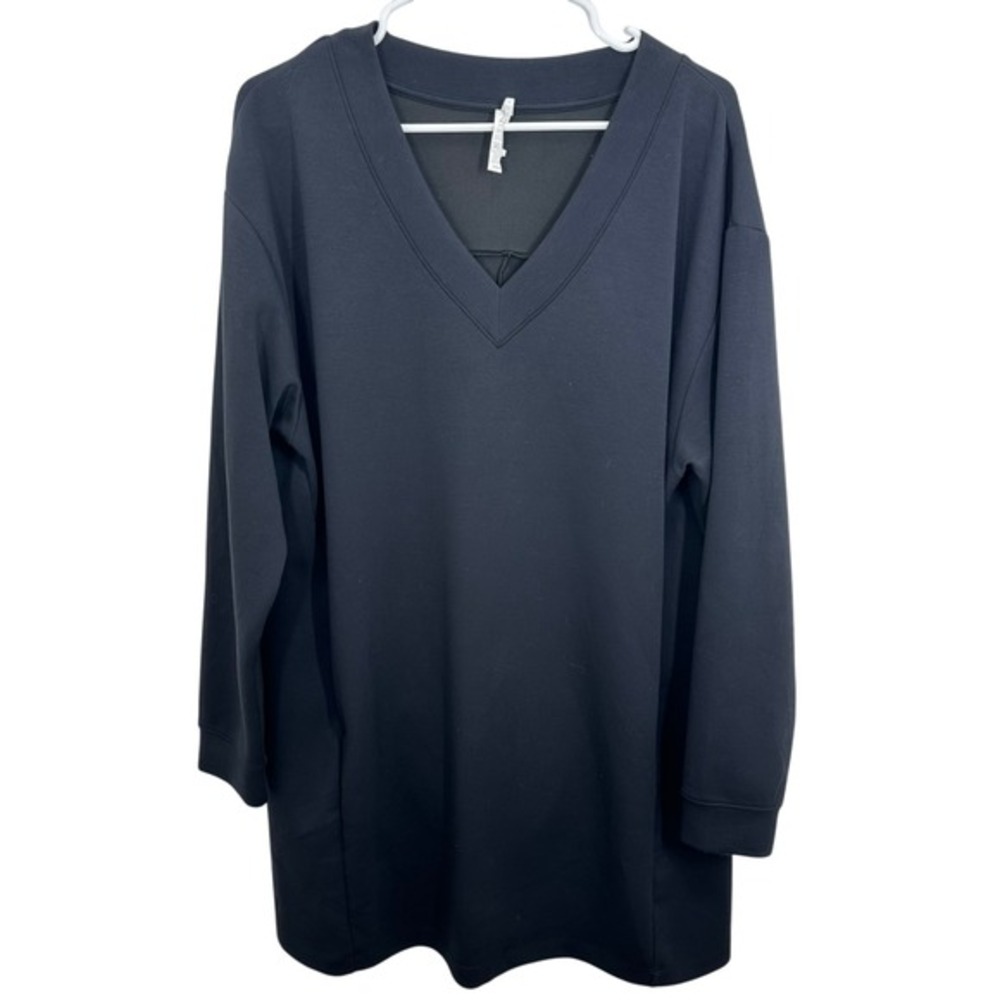Z by Zella Womens Black Long Sleeve V Neck Sweater Dress with Pockets Athleisure